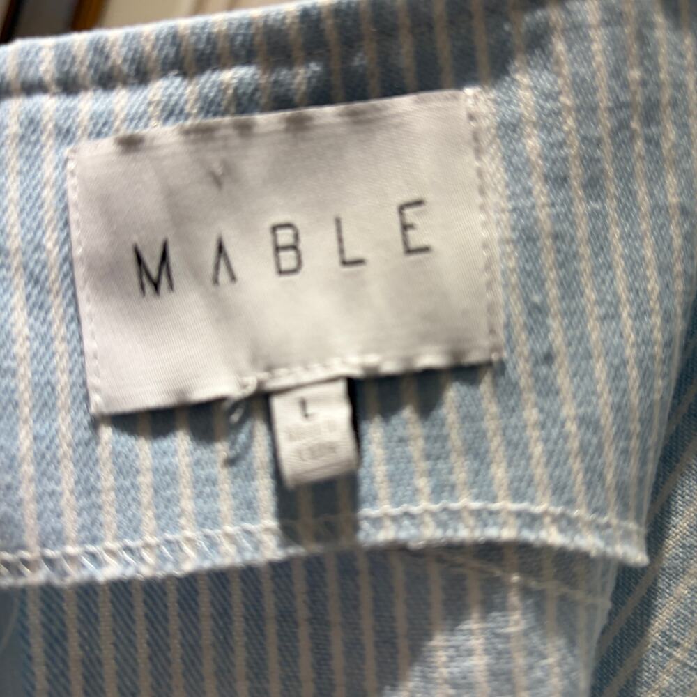 Mable Blue and White pinstripe mini dress Size Large - Picture 6 of 8